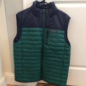 Vineyard Vines Green and Navy Quilted Puffer Vest